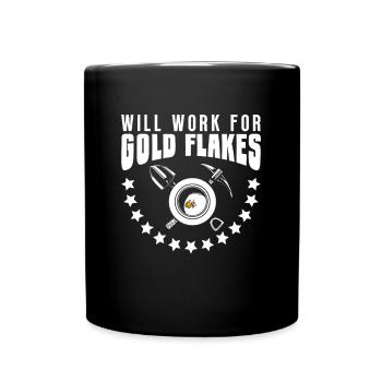 Works for gold flakes - Gold Panning Mining - Full Colour Mug - black - Front