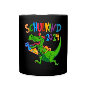 Dinos Schultüte Einschulung Schulkind 2024 - Tasse einfarbig - Schwarz - Vorne
