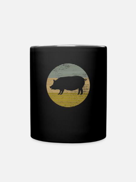 Schwein - Tasse einfarbig - Schwarz