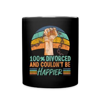 Happy Divorce Party 100% Divorced - Full Colour Mug - black - Front