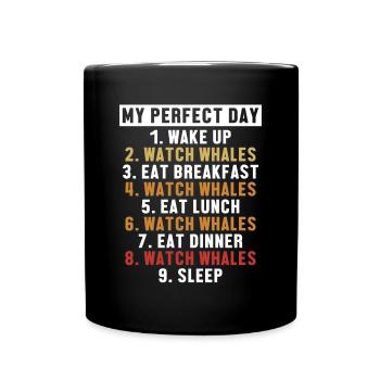 Watch Whales Perfect Day Blue Beluga Cachalot - Full Colour Mug - black - Front