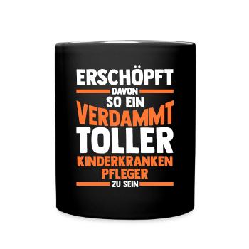 Pfleger Pflegekraft Kinderkrankenpfleger - Tasse einfarbig - Schwarz - Vorne