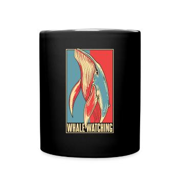 Portrait de baleine Béluga Cachalot bleu Cétacé Baleine - Mug uni - noir - Devant