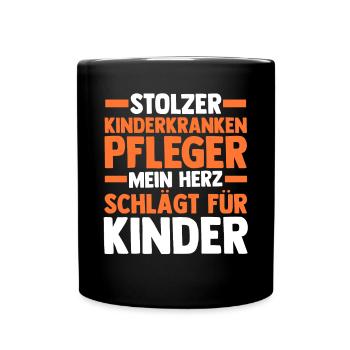 Pfleger Pflegekraft Kinderkrankenpfleger - Tasse einfarbig - Schwarz - Vorne