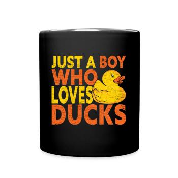 Ente Gummiente Badeente - Tasse einfarbig - Schwarz - Vorne