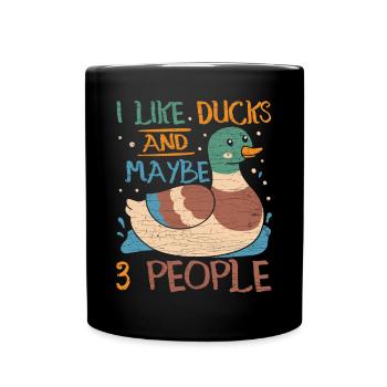 Ente Entchen Geschenk - Tasse einfarbig - Schwarz - Vorne