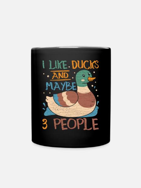 Ente Entchen Geschenk - Tasse einfarbig - Schwarz