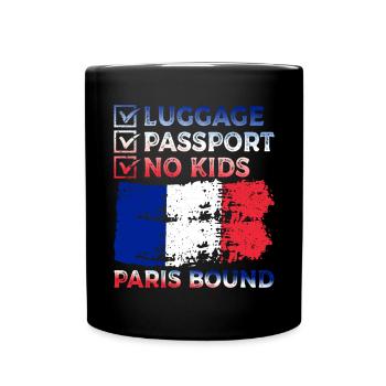 Luggage Passport No Kids France Bound Holidays - Full Colour Mug - black - Front