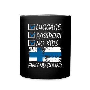 Luggage Passport No Kids Finland Bound Vacation - Full Colour Mug - black - Front