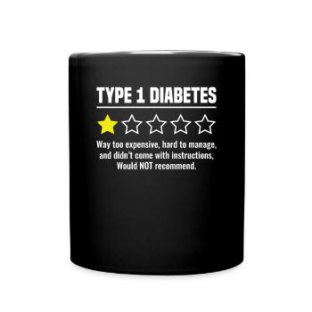 Diabète de type 1 - 1 diabétique sur 5 étoiles - Mug uni - noir - Devant