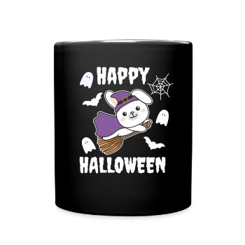 Bunny Happy Halloween Sorcière Enfants Sorcière Costume de Sorcière - Mug uni - noir - Devant