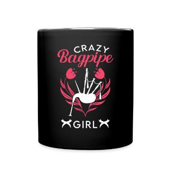 Fille de cornemuse folle - Mug uni - noir - Devant