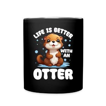 Otter Animal Kids & Adult - Full Colour Mug - black - Front