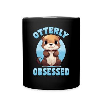 Otter Animal Kids & Adult - Otterly obsessed - Tasse einfarbig - Schwarz - Vorne