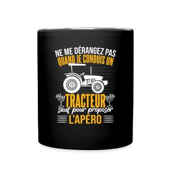 Drôle Apéro Tracteur - Mug uni - noir - Devant