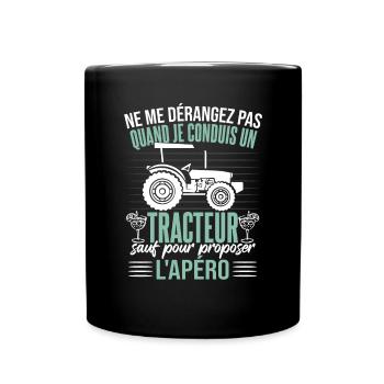 Tracteur Apéro Humour - Mug uni - noir - Devant