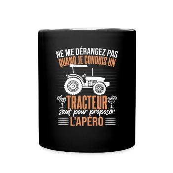 Humoristique Tracteur Apéro - Mug uni - noir - Devant
