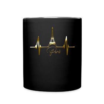 Paris Skyline Heartbeat Eiffel Tower France - Full Colour Mug - black - Front