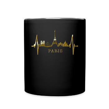 Paris Skyline Heartbeat Eiffel Tower France - Full Colour Mug - black - Front