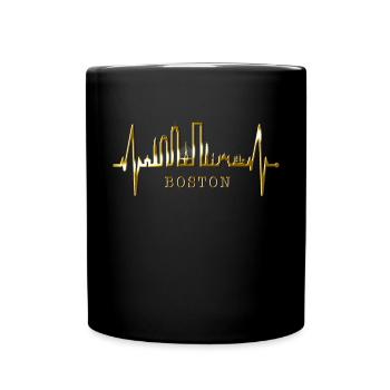 Boston Skyline Heartbeat USA Fan Heart Pulse Love - Full Colour Mug - black - Front