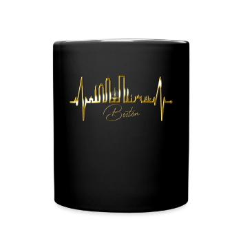 Boston Skyline Heartbeat USA Fan Heart Pulse Love - Full Colour Mug - black - Front