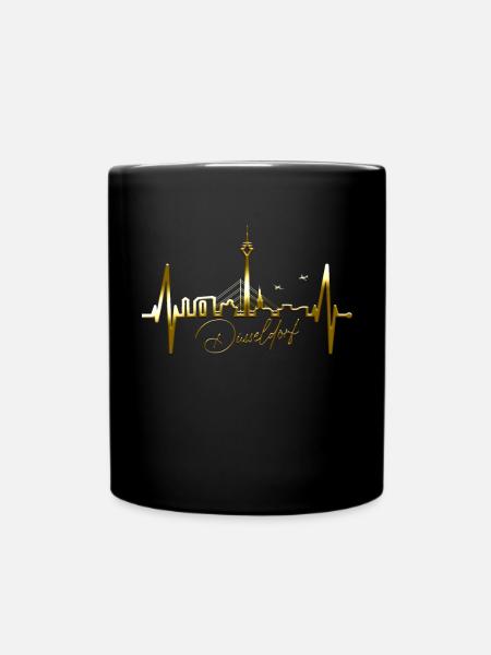 Düsseldorf Skyline Herzschlag Liebe Düsseldorfer - Tasse einfarbig - Schwarz