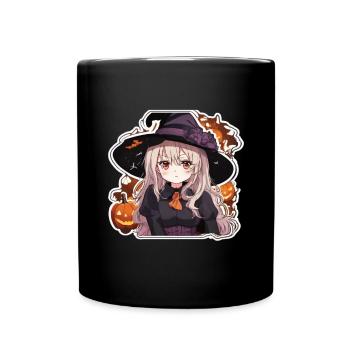 Hexe Hexen Hexe Helloween Hexen Kostüm Kürbis - Tasse einfarbig - Schwarz - Vorne