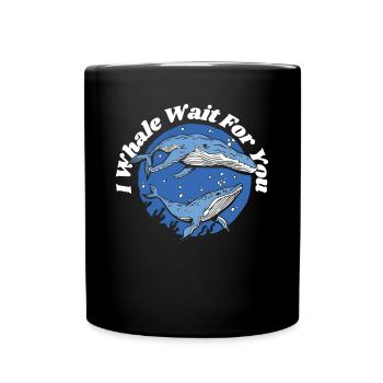 Je t’attends Béluga bleu Cachalot Baleine - Mug uni - noir - Devant