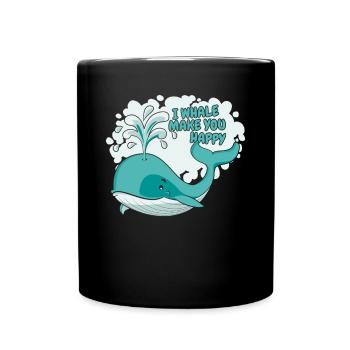 Je Baleine te rend heureux Béluga bleu Cachalot Baleine - Mug uni - noir - Devant