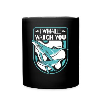 Je vous observe Béluga bleu Cachalot Baleine - Mug uni - noir - Devant