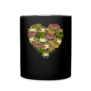 Coeur Forme Grenouille Herpétologiste Crapaud Amant Amphibie - Mug uni - noir - Devant
