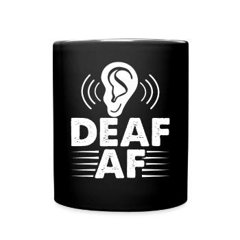 Funny Deaf Pride ASL Sign Language Hearing Aid - Full Colour Mug - black - Front