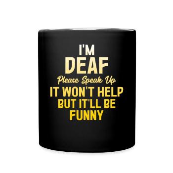 Funny Deaf Pride ASL Sign Language - Full Colour Mug - black - Front
