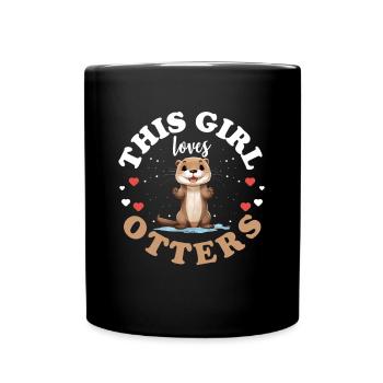 Otter Animal Kids & Adult - This Girl loves Otters - Full Colour Mug - black - Front