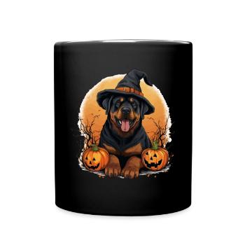 Rottweiler Rottie Dog Breed Pet Halloween Pumpkins - Full Colour Mug - black - Front