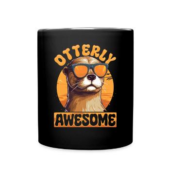 Otter Animal Kids & Adult - Otterly Awesome - Tasse einfarbig - Schwarz - Vorne