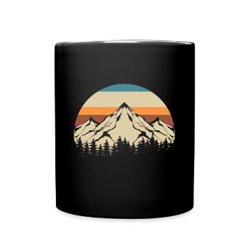 Retro Mountains Wildlife Hiking Outdoor Nature - Full Colour Mug - black - Front