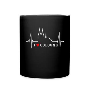 Cologne Skyline Heartbeat Heart Kölsch Love Cologne - Mug uni - noir - Devant