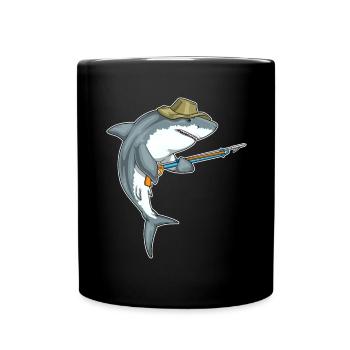 Pêche au harpon pêcheur au requin - Mug uni - noir - Devant