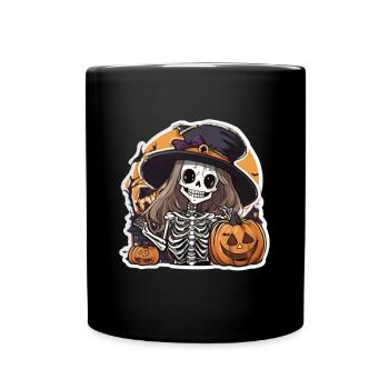 Hexe Halloween Hexen Hut Hexen Besen Hexe Kürbis - Tasse einfarbig - Schwarz - Vorne