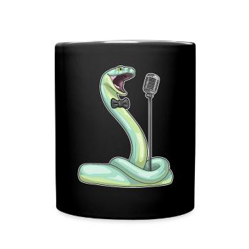 Schlange Sänger Mikrofon Singen - Tasse einfarbig - Schwarz - Vorne