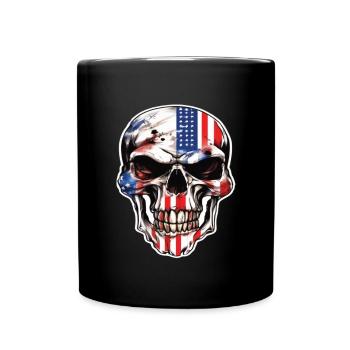 Skulls Skull America Flag Skull Bone - Full Colour Mug - black - Front