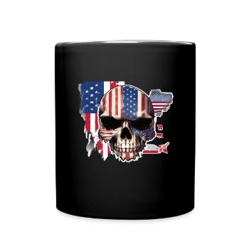 Skulls Skull America Flag Skull Bone - Full Colour Mug - black - Front