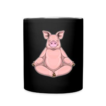 Pig Yoga Fitness Meditation - Full Colour Mug - black - Front