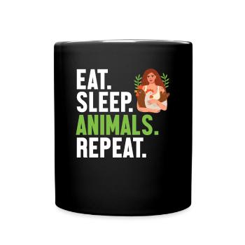 Eat Sleep Animals Repeat Vegan Vegans Veganismus - Tasse einfarbig - Schwarz - Vorne