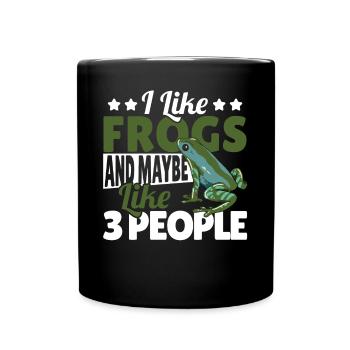 J’aime les grenouilles et peut-être comme 3 personnes Crapaud Herpétol - Mug uni - noir - Devant