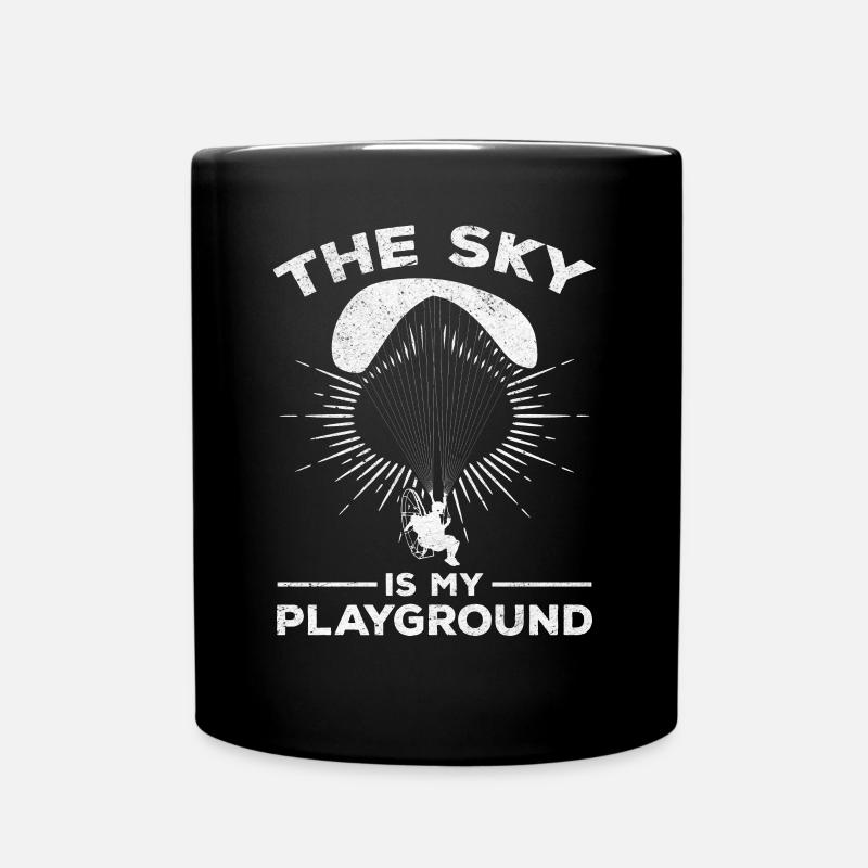 Le ciel est mon terrain de jeu - Funny Powered Paraglidi - Mug uni - noir