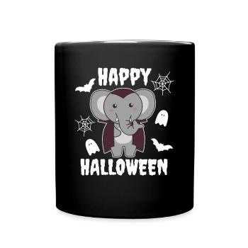 Elephant Happy Halloween Cute Vampire Costume - Full Colour Mug - black - Front