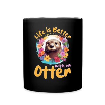 Otter Animal Kids & Adult - Full Colour Mug - black - Front