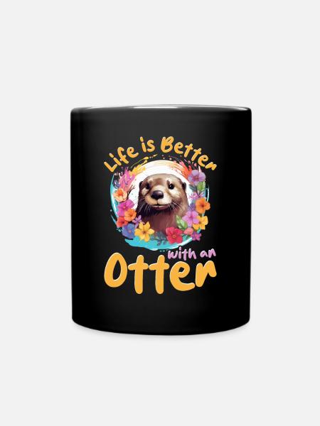 Otter Animal Kids & Adult - Tasse einfarbig - Schwarz